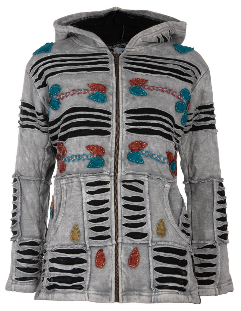 DEPROC Active Fleecejacke »Patchwork NUNAVUT FLOWER POWER LIGHT GRAY« von DEPROC Active