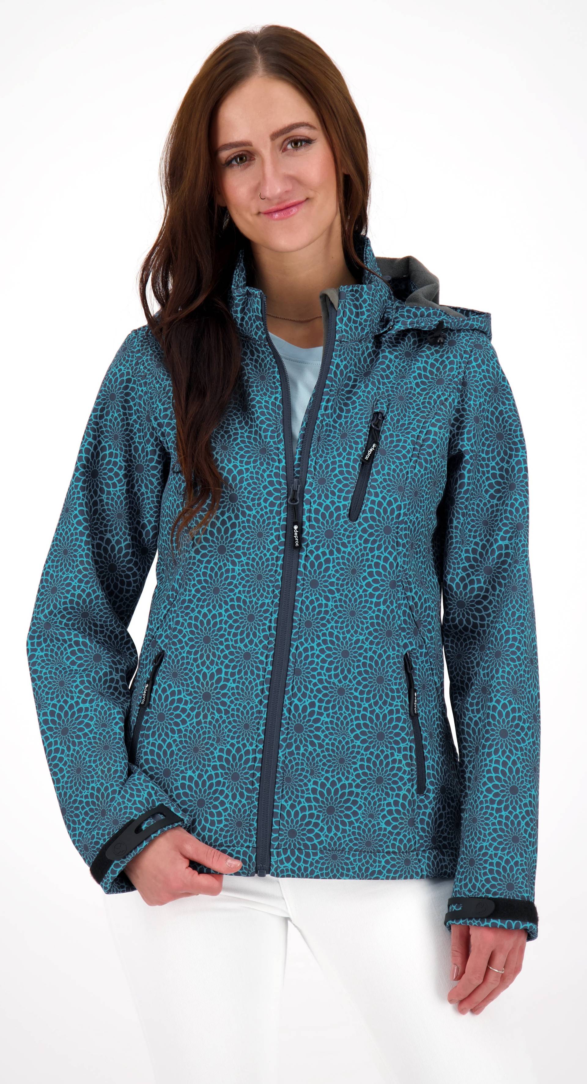 DEPROC Active Softshelljacke »SHELBY PEAK DC«, leichte Softshelljacke mit All-Over-Print und abnehmbarer Kapuze von DEPROC Active