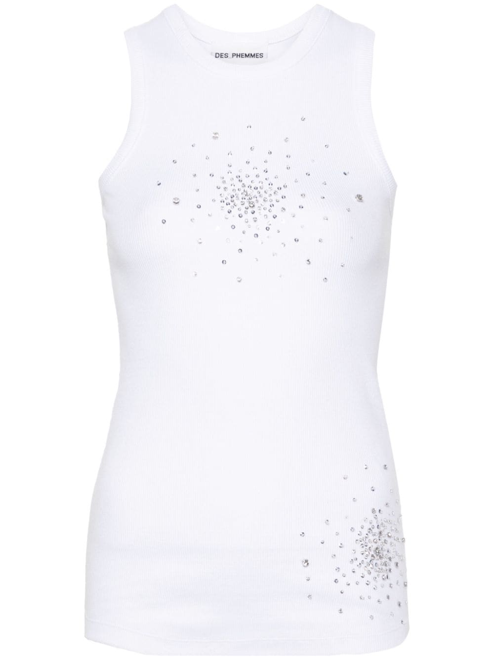 DES PHEMMES crystal-embellished fine-knit top - White von DES PHEMMES