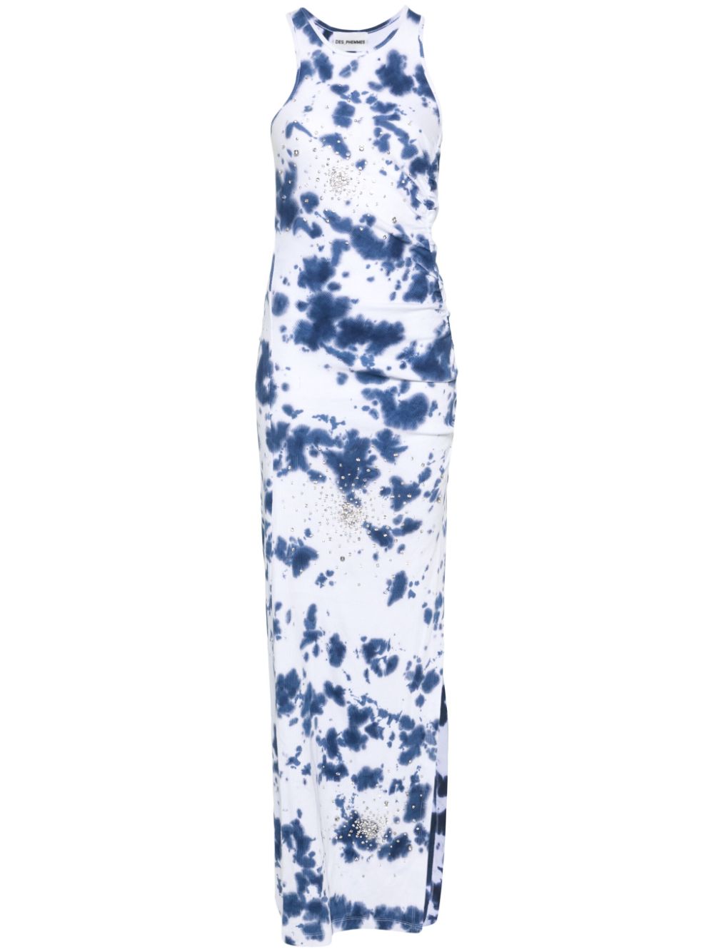 DES PHEMMES crystal-embellished tie-dye dress - White von DES PHEMMES