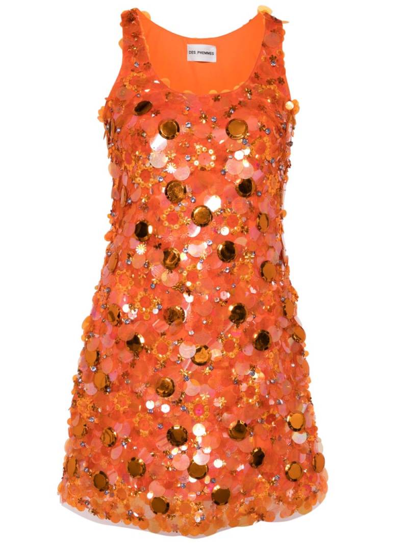 DES PHEMMES sequin-design sleeveless minidress - Orange von DES PHEMMES