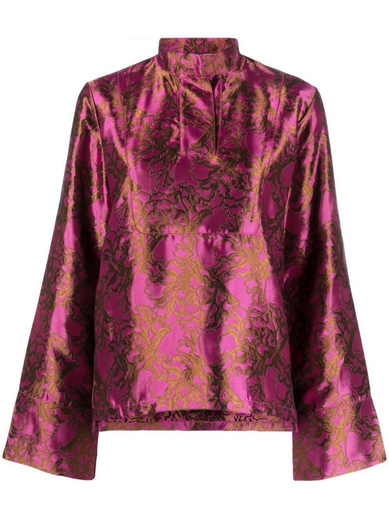 DESTREE Paavo jacquard satin shirt - Pink von DESTREE