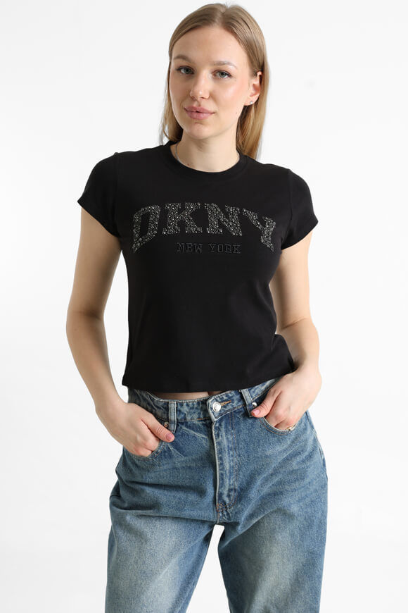 DKNY Crop T-Shirt | Black | Damen  | M von DKNY