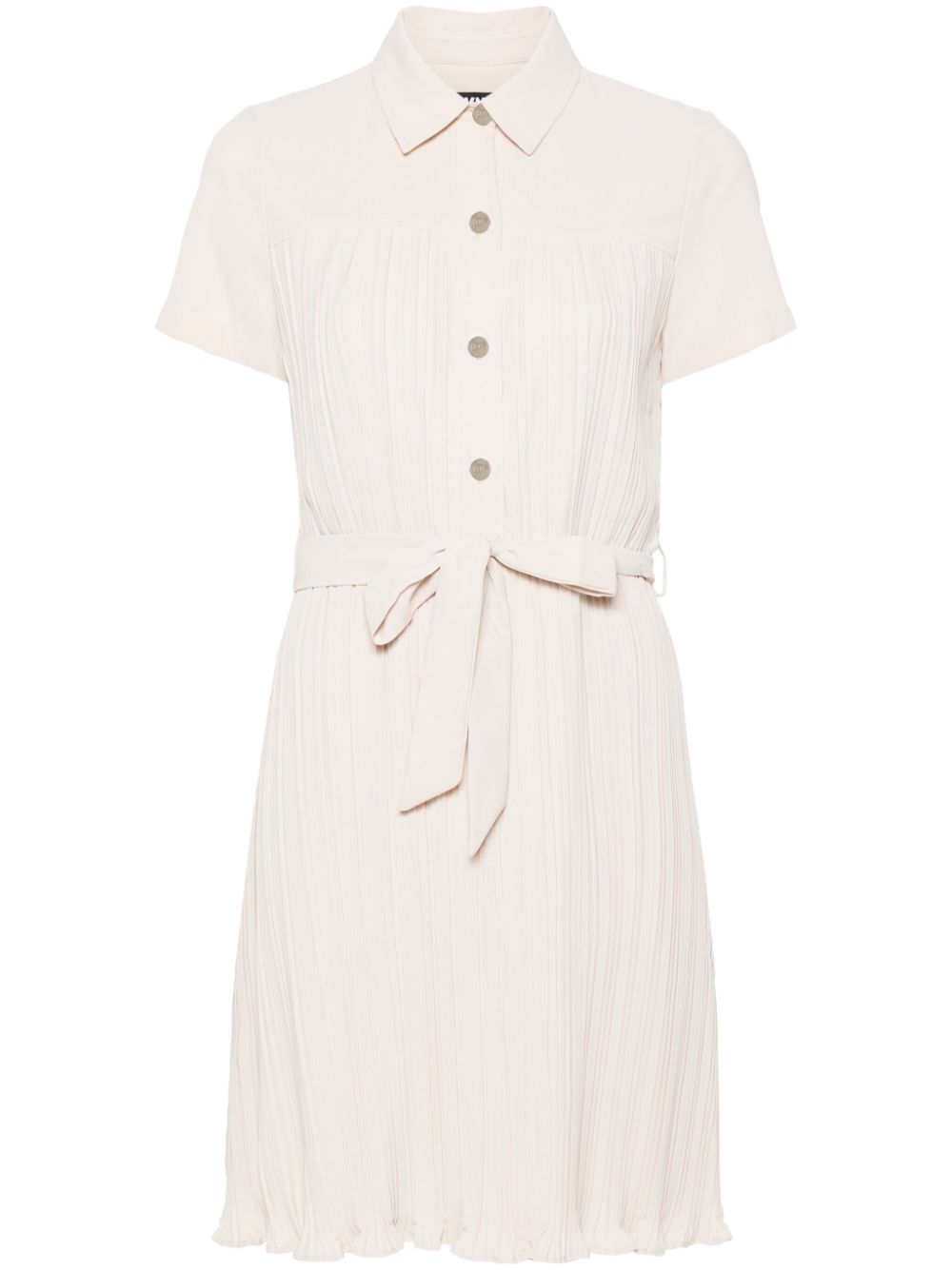 DKNY belted plissé mini dress - Neutrals von DKNY