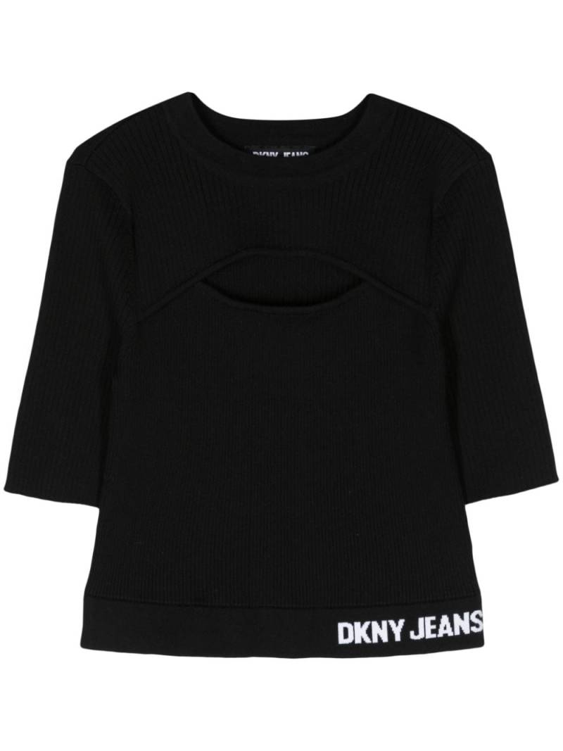 DKNY cut-out detailed ribbed-knit top - Black von DKNY