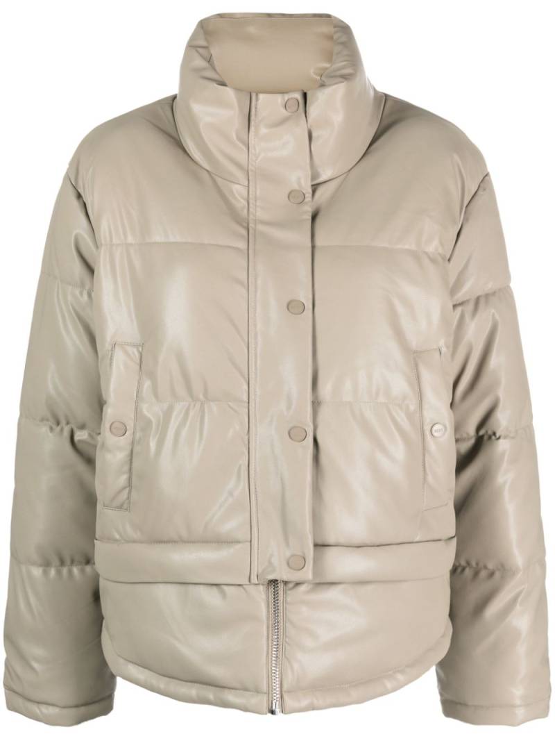 DKNY faux-leather puffer jacket - Grey von DKNY