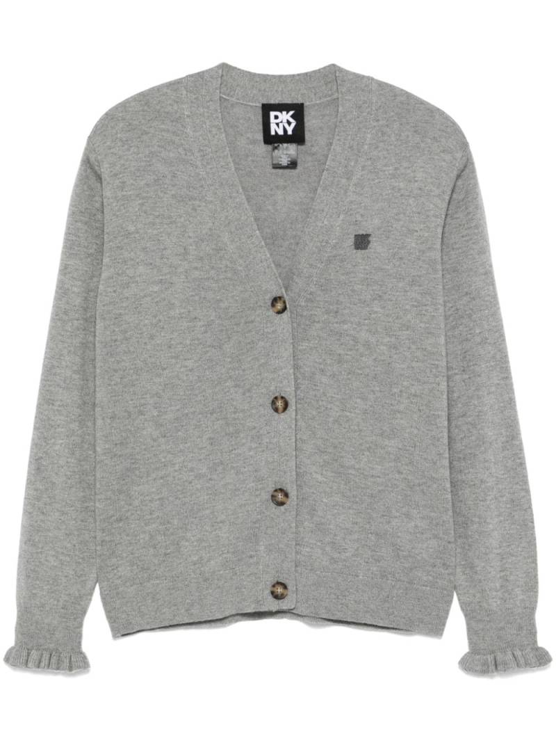 DKNY logo-patch cardigan - Grey von DKNY