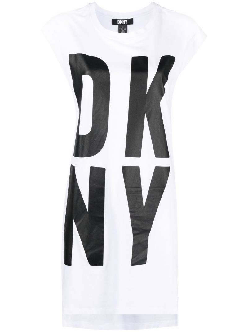 DKNY logo-print sleeveless tunic top - White von DKNY