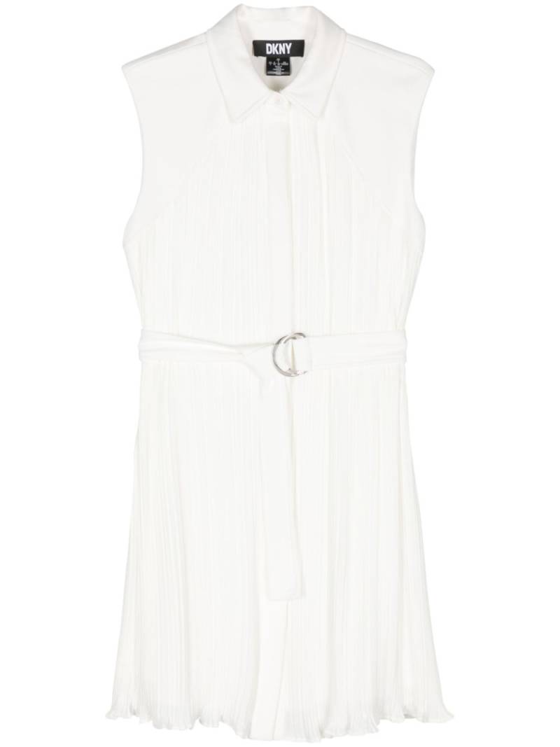 DKNY pleat-detail midi shirt dress - White von DKNY