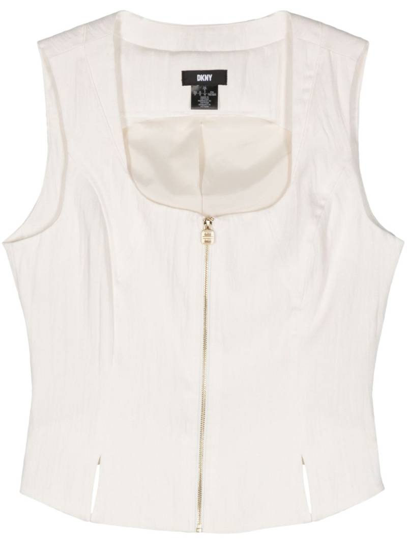 DKNY zip-up twill tank top - Neutrals von DKNY