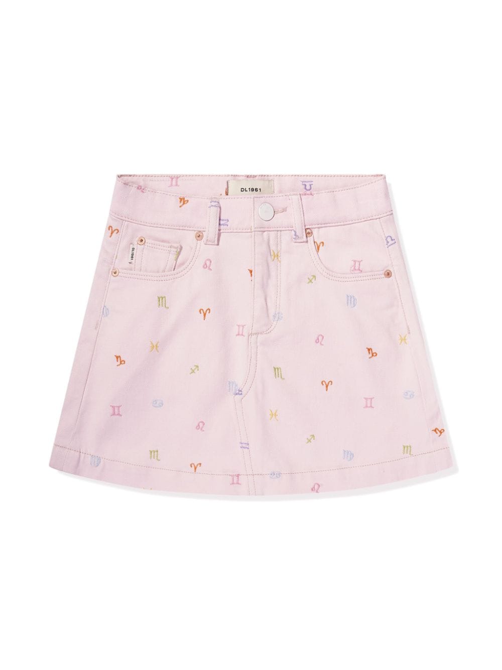 DL1961 KIDS Jenny Sign-embroidered denim skirt - Pink von DL1961 KIDS