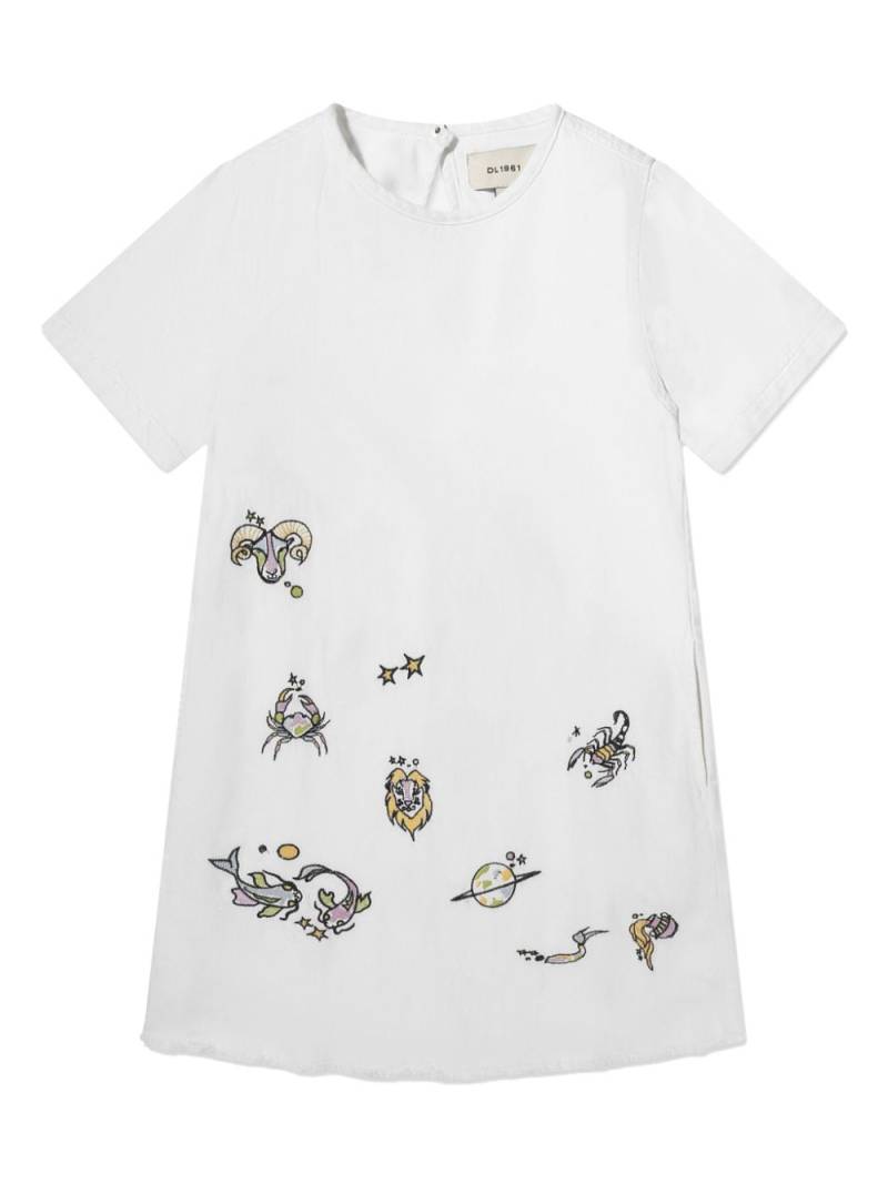 DL1961 KIDS Kiki Star Signs-embroidered dress - White von DL1961 KIDS