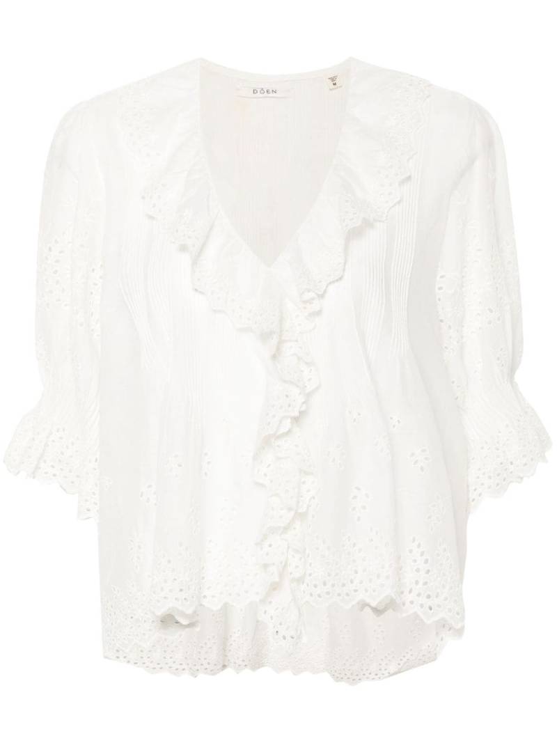 DÔEN Henri ruffled-detail blouse - White von DÔEN