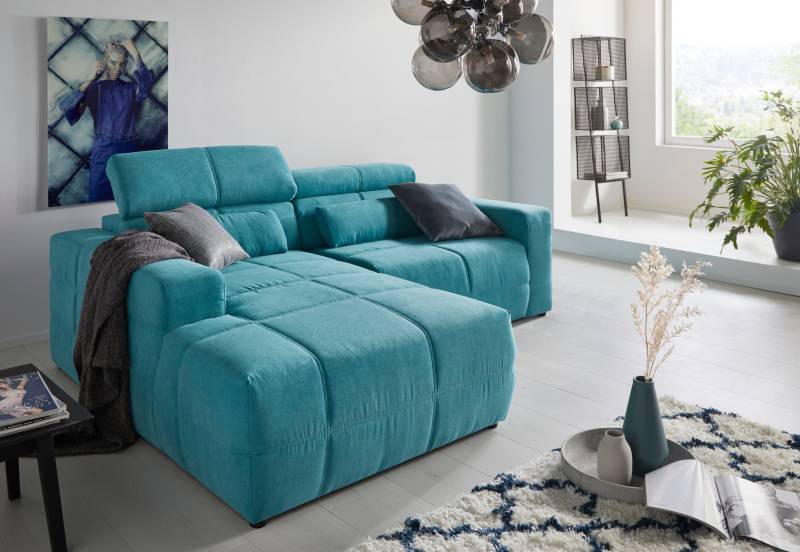 DOMO collection Ecksofa »Brandon kleine Ausführung B/T/H: 214/100/80 cm«, Mit Kopfteilverstellung, auch in Leder und Cord, L-Form von DOMO collection