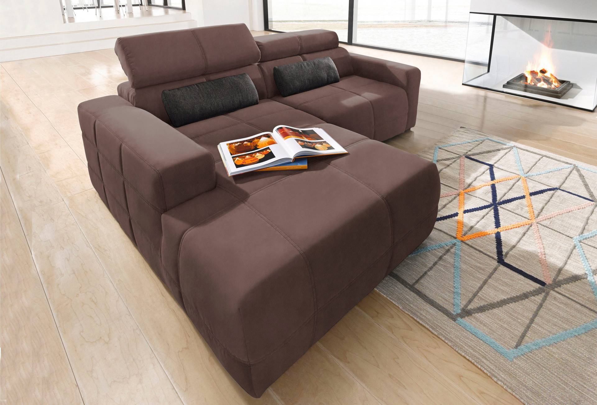 DOMO collection Ecksofa »Brandon kleine Ausführung B/T/H: 214/100/80 cm«, Mit Kopfteilverstellung, auch in Leder und Cord, L-Form von DOMO collection