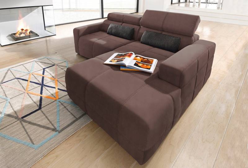 DOMO collection Ecksofa »Brandon kleine Ausführung B/T/H: 214/100/80 cm«, Mit Kopfteilverstellung, auch in Leder und Cord, L-Form von DOMO collection