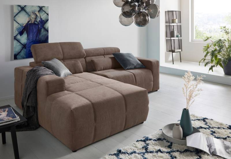 DOMO collection Ecksofa »Brandon kleine Ausführung B/T/H: 214/100/80 cm«, Mit Kopfteilverstellung, auch in Leder und Cord, L-Form von DOMO collection