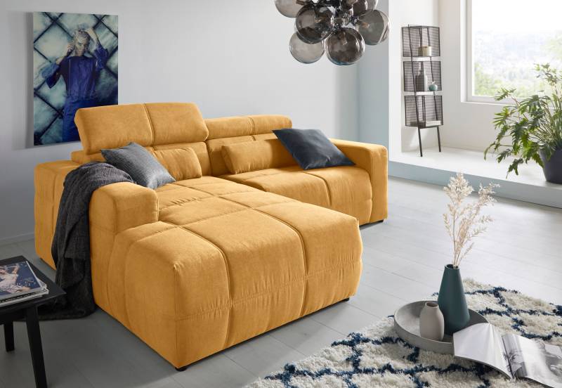 DOMO collection Ecksofa »Brandon kleine Ausführung B/T/H: 214/100/80 cm«, Mit Kopfteilverstellung, auch in Leder und Cord, L-Form von DOMO collection