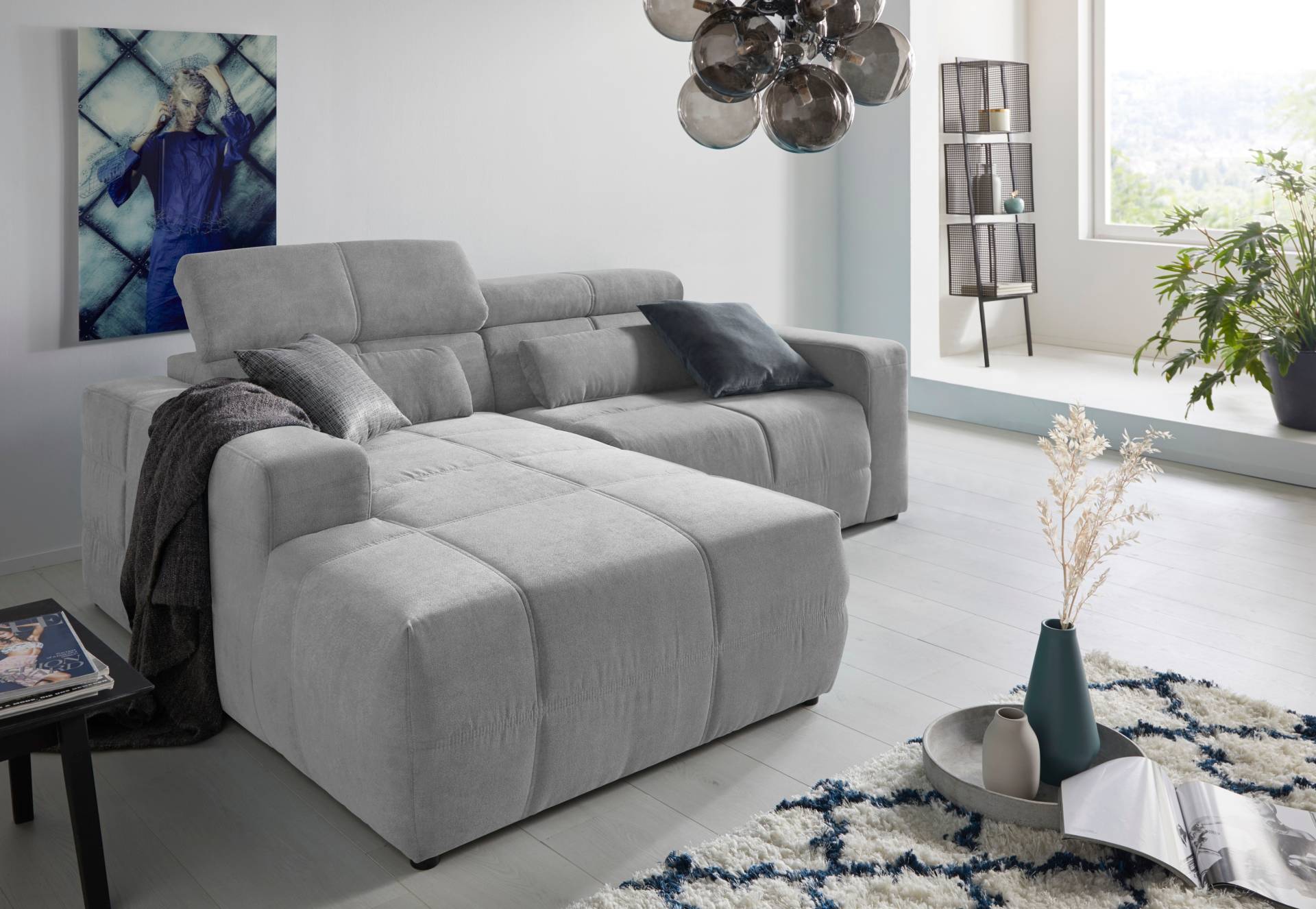 DOMO collection Ecksofa »Brandon kleine Ausführung B/T/H: 214/100/80 cm«, Mit Kopfteilverstellung, auch in Leder und Cord, L-Form von DOMO collection