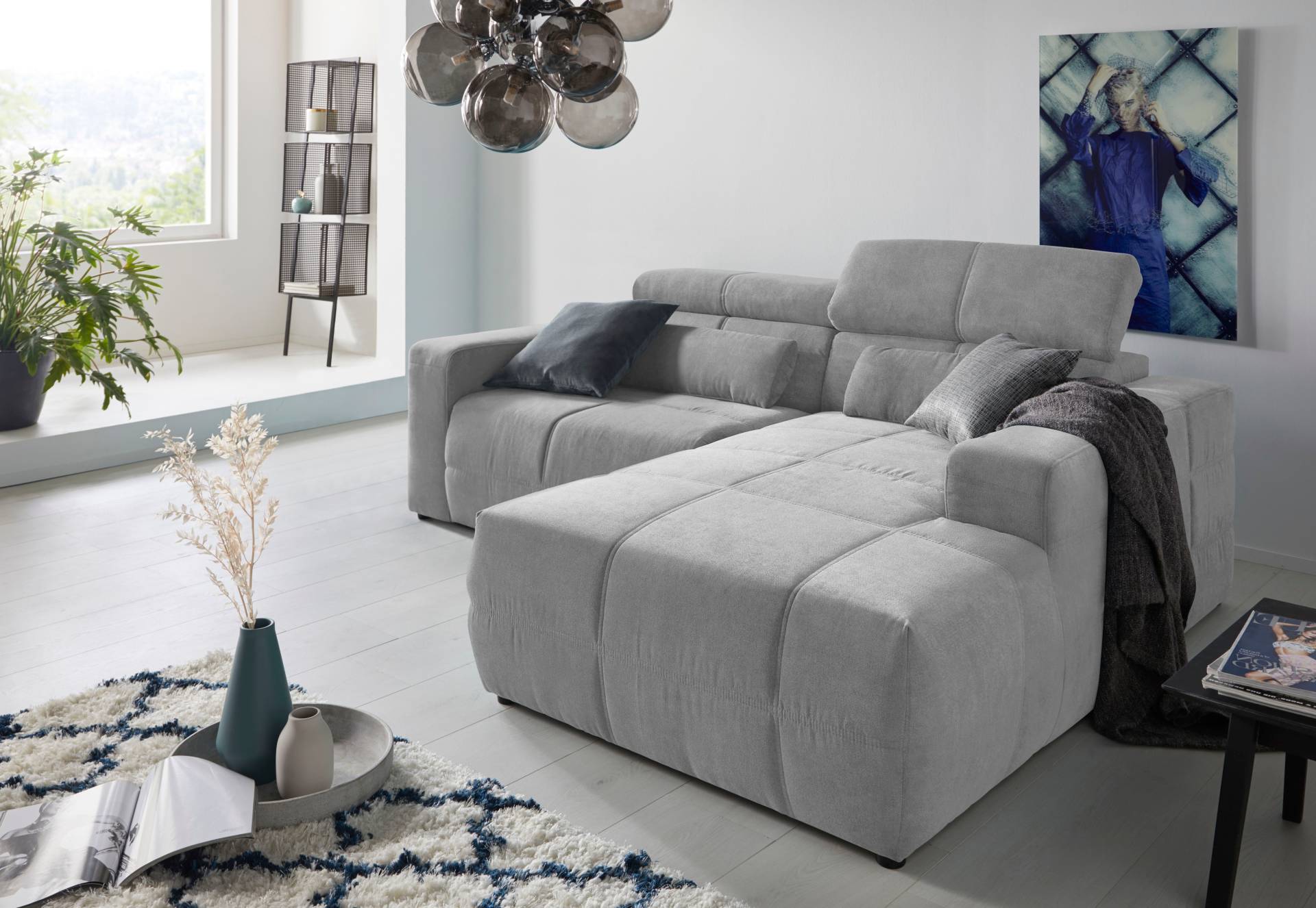 DOMO collection Ecksofa »Brandon kleine Ausführung B/T/H: 214/100/80 cm«, Mit Kopfteilverstellung, auch in Leder und Cord, L-Form von DOMO collection