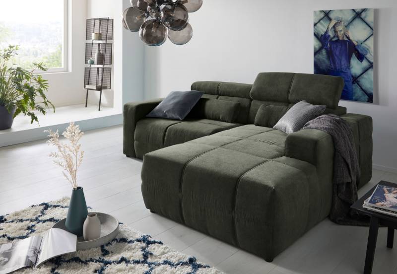 DOMO collection Ecksofa »Brandon kleine Ausführung B/T/H: 214/100/80 cm«, Mit Kopfteilverstellung, auch in Leder und Cord, L-Form von DOMO collection