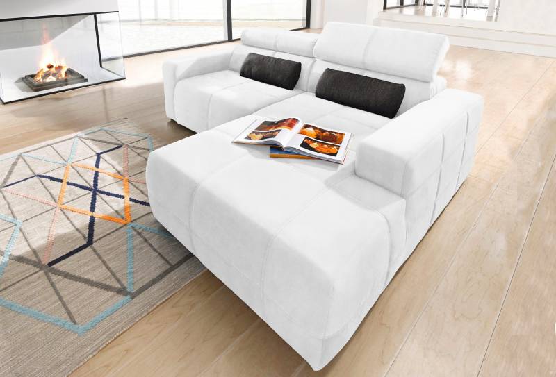 DOMO collection Ecksofa »Brandon kleine Ausführung B/T/H: 214/100/80 cm«, Mit Kopfteilverstellung, auch in Leder und Cord, L-Form von DOMO collection