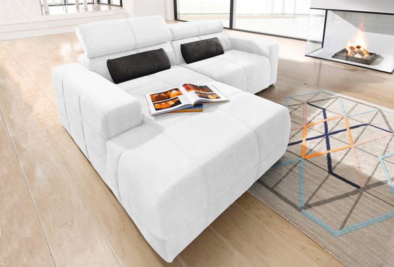 DOMO collection Ecksofa »Brandon kleine Ausführung B/T/H: 214/100/80 cm«, Mit Kopfteilverstellung, auch in Leder und Cord, L-Form von DOMO collection