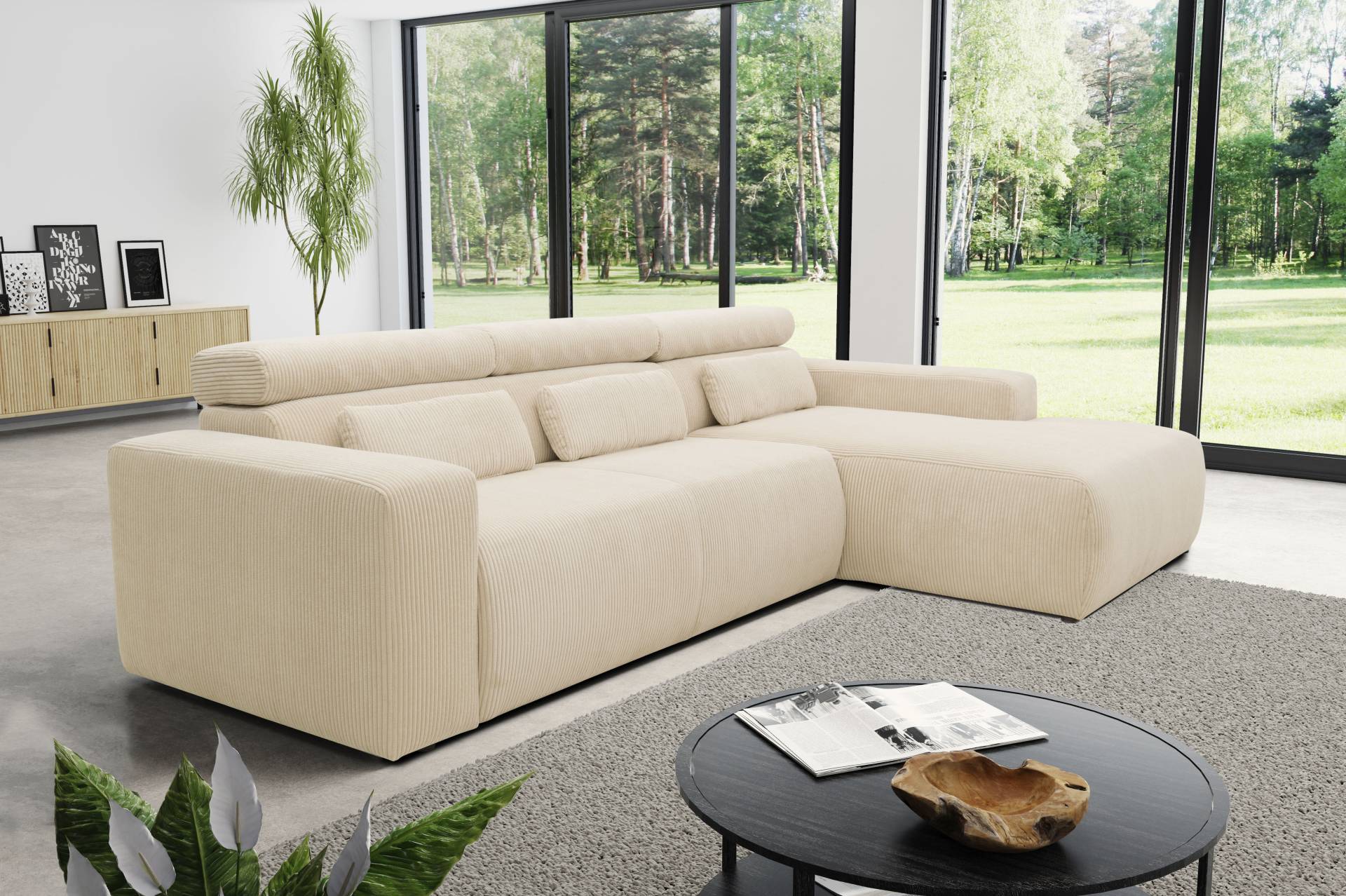 DOMO collection Ecksofa »Brandon grosse Ausführung B/T/H: 289/177/80 cm, auch in Leder und Cord«, mit Kopfteilverstellung, wahlweise Sitztiefenverstellung, L-Form von DOMO collection