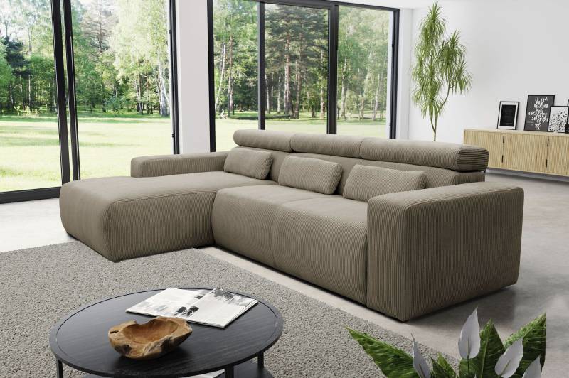 DOMO collection Ecksofa »Brandon grosse Ausführung B/T/H: 289/177/80 cm, auch in Leder und Cord«, mit Kopfteilverstellung, wahlweise Sitztiefenverstellung, L-Form von DOMO collection