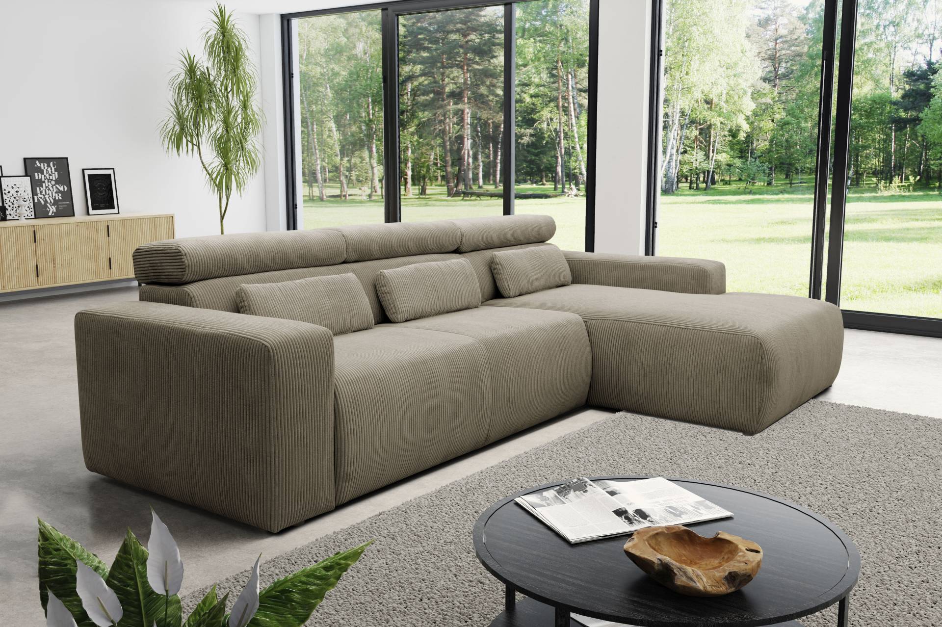 DOMO collection Ecksofa »Brandon grosse Ausführung B/T/H: 289/177/80 cm, auch in Leder und Cord«, mit Kopfteilverstellung, wahlweise Sitztiefenverstellung, L-Form von DOMO collection