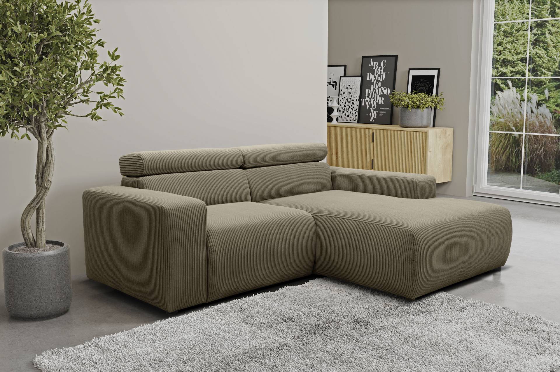 DOMO collection Ecksofa »Brandon kleine Ausführung B/T/H: 214/100/80 cm«, Mit Kopfteilverstellung, auch in Leder und Cord, L-Form von DOMO collection