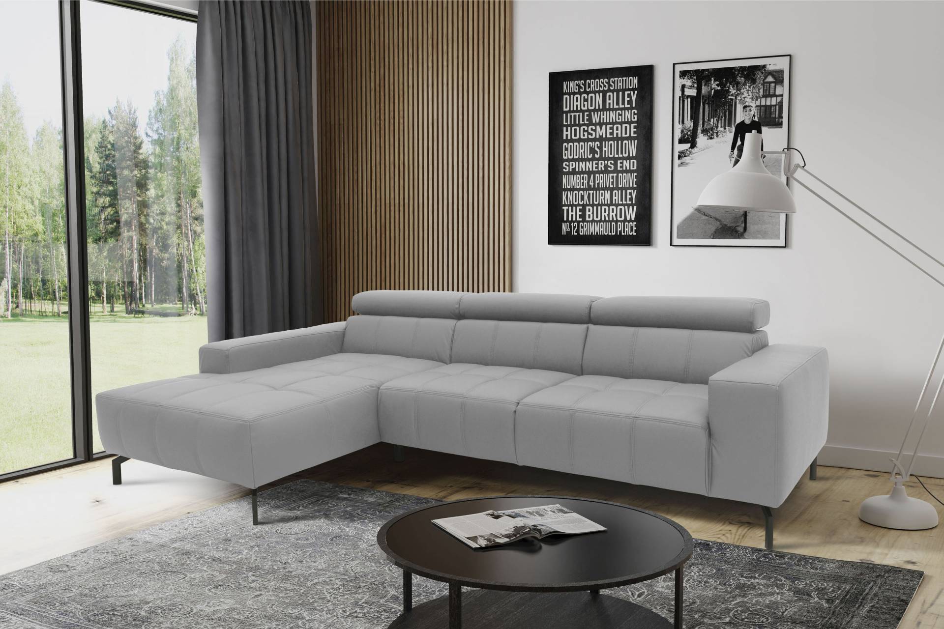 DOMO collection Ecksofa »Cunelli L-Form«, wahlweise inklusive 6-fach verstellbarer Kopfteilverstellung von DOMO collection