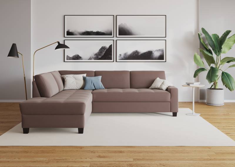 DOMO collection Ecksofa »Florentina L-Form«, wahlweise mit Bettfunktion, mit Kontrastnaht von DOMO collection