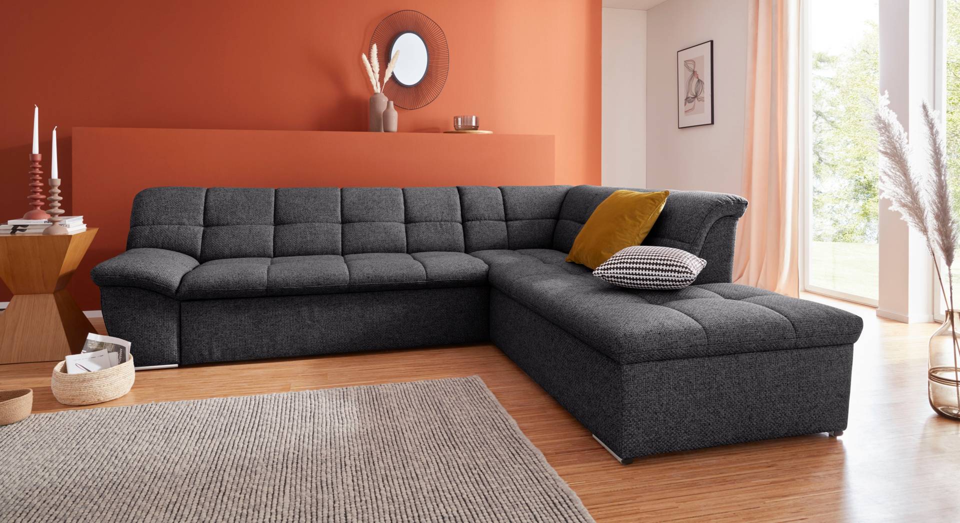 DOMO collection Ecksofa »Lagoa L-Form«, wahlweise mit Bettfunktion, frei im Raum stellbar, grosse Farbvielfalt von DOMO collection