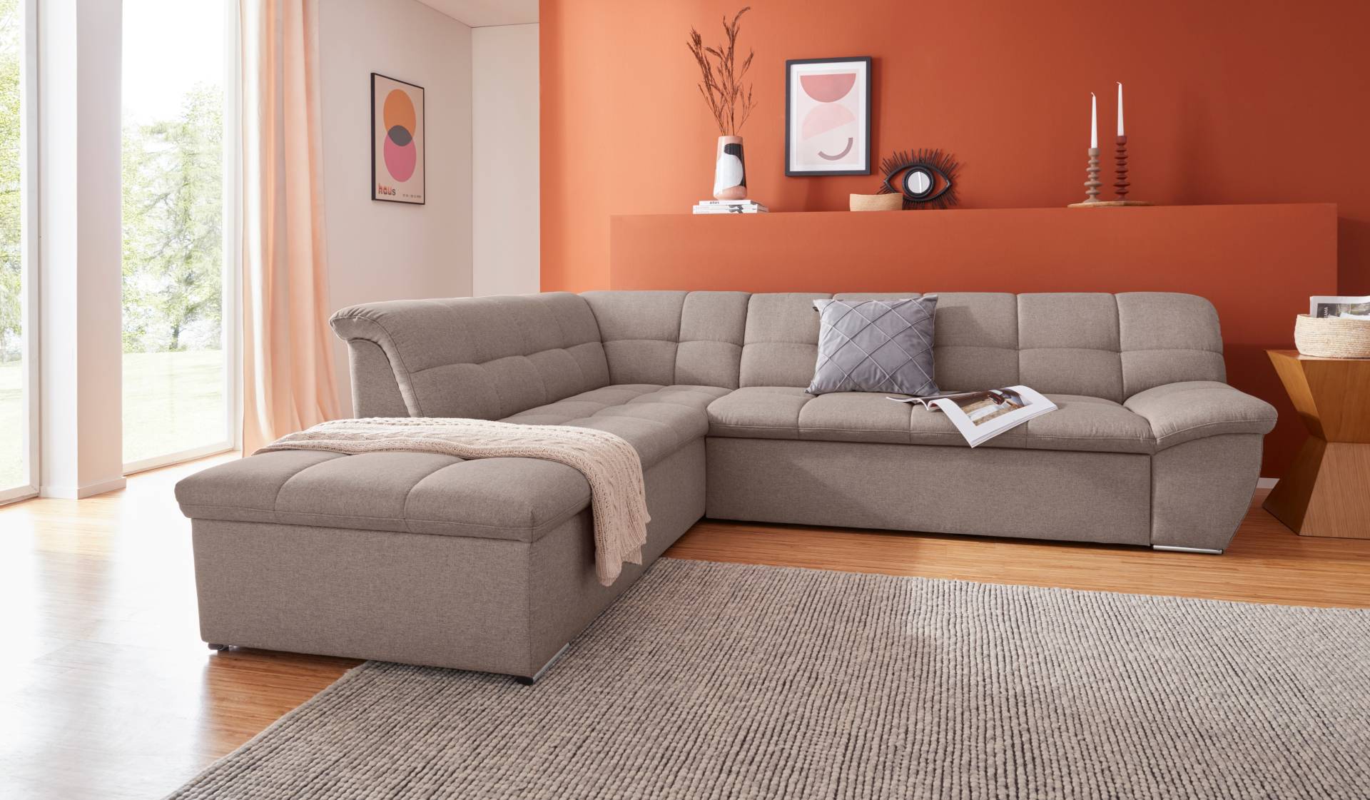 DOMO collection Ecksofa »Lagoa L-Form«, wahlweise mit Bettfunktion, frei im Raum stellbar, grosse Farbvielfalt von DOMO collection