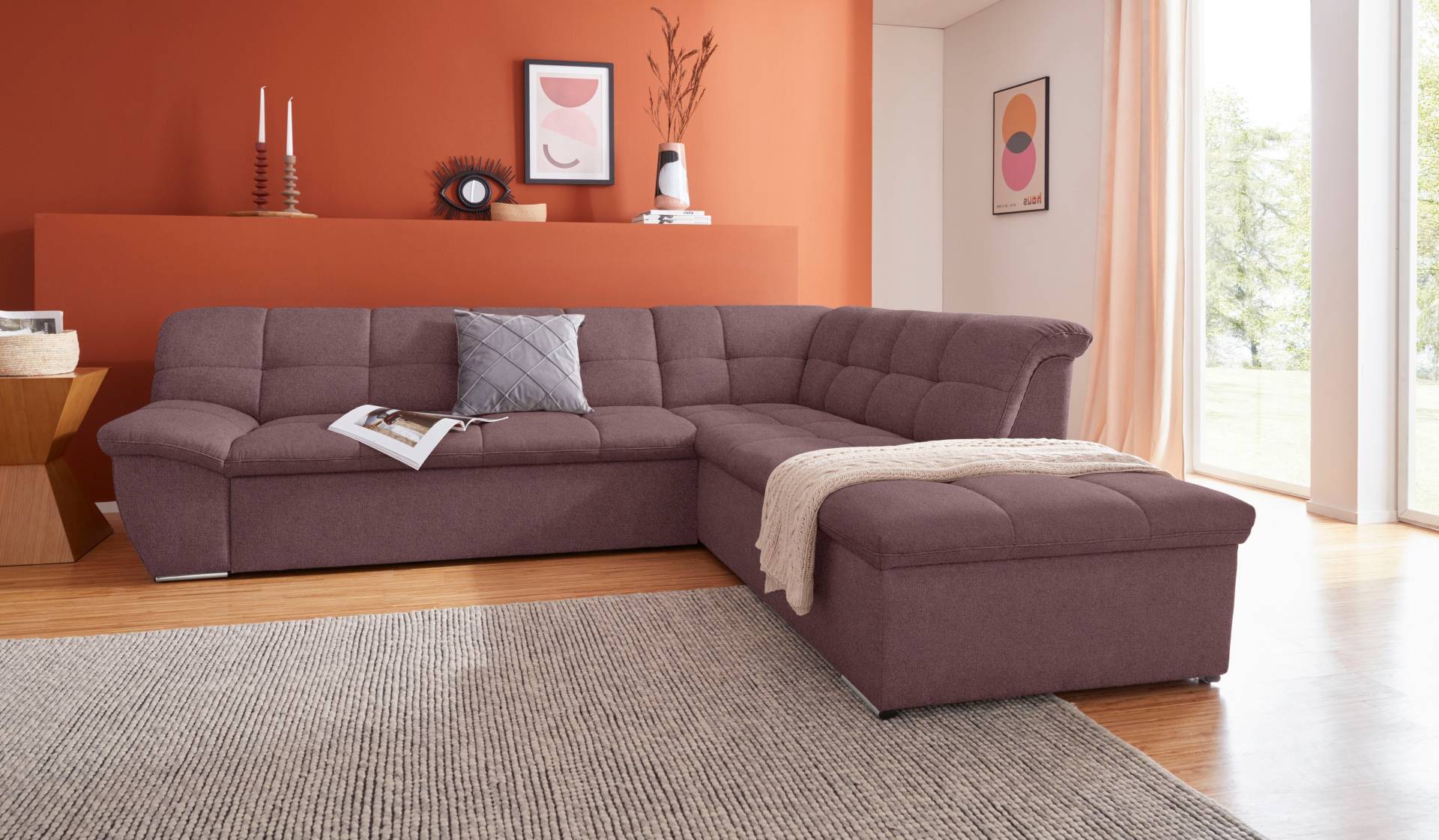 DOMO collection Ecksofa »Lagoa L-Form«, wahlweise mit Bettfunktion, frei im Raum stellbar, grosse Farbvielfalt von DOMO collection