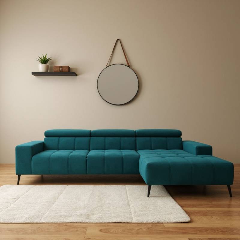 DOMO collection Ecksofa »Trento L-Form, mit Kufenfuss oder Einzelfuss«, wahlweise mit Kopfteilverstellung, Recamiere links/rechts bestellbar von DOMO collection