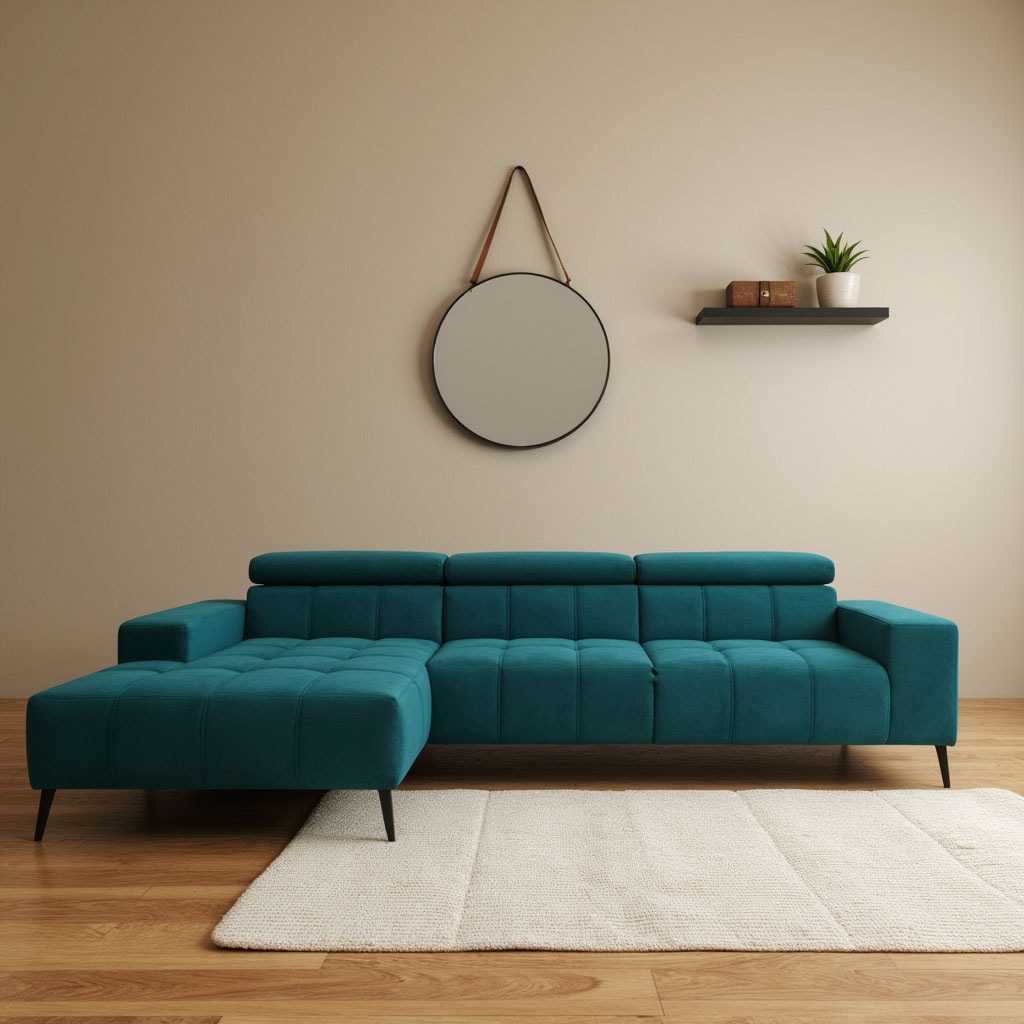 DOMO collection Ecksofa »Trento L-Form, mit Kufenfuss oder Einzelfuss«, wahlweise mit Kopfteilverstellung, Recamiere links/rechts bestellbar von DOMO collection