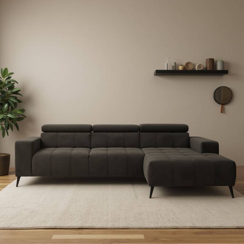 DOMO collection Ecksofa »Trento L-Form, mit Kufenfuss oder Einzelfuss«, wahlweise mit Kopfteilverstellung, Recamiere links/rechts bestellbar von DOMO collection