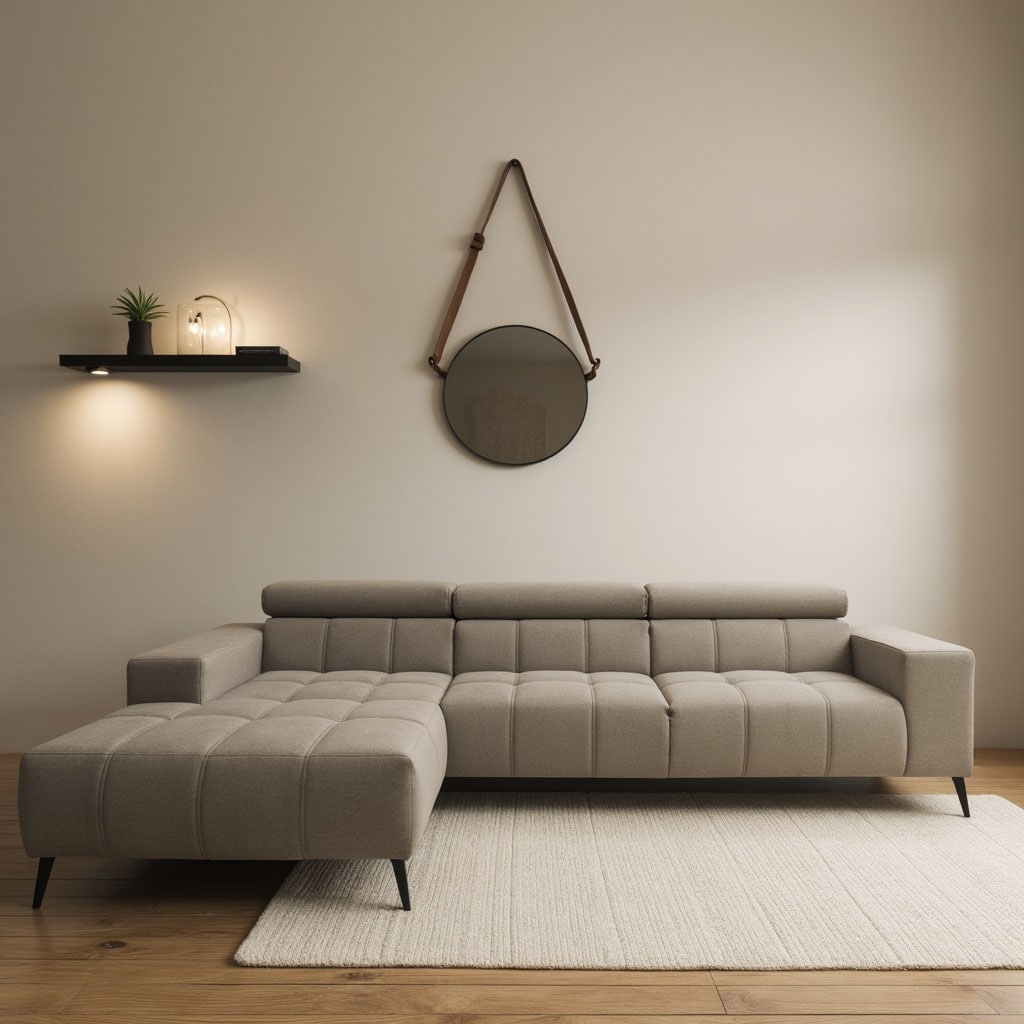 DOMO collection Ecksofa »Trento L-Form, mit Kufenfuss oder Einzelfuss«, wahlweise mit Kopfteilverstellung, Recamiere links/rechts bestellbar von DOMO collection