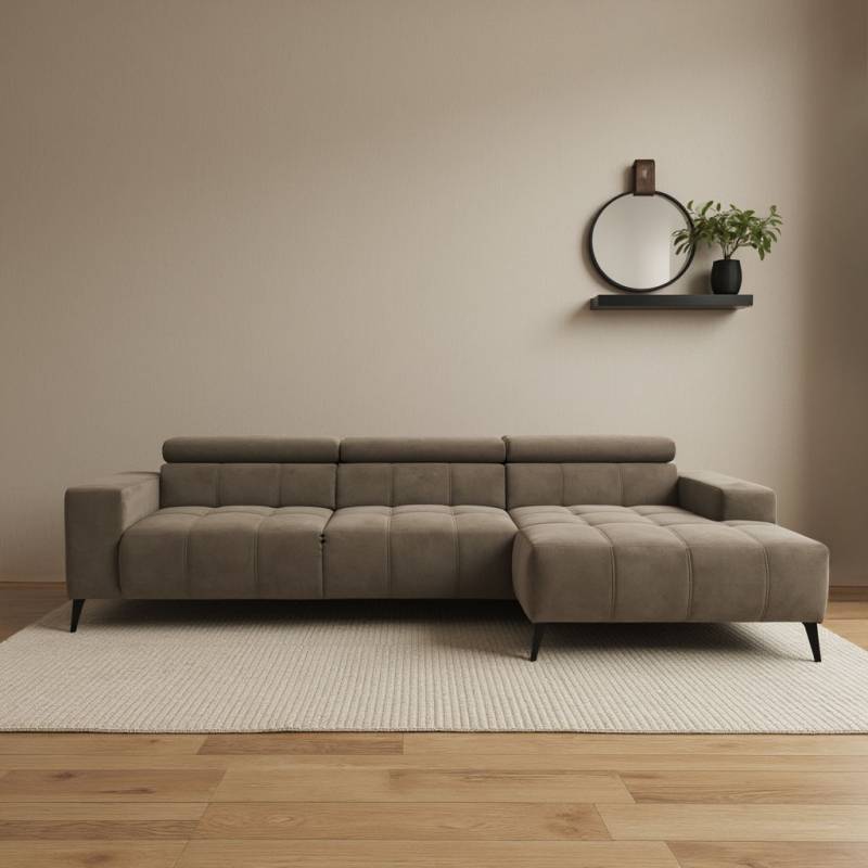 DOMO collection Ecksofa »Trento L-Form, mit Kufenfuss oder Einzelfuss«, wahlweise mit Kopfteilverstellung, Recamiere links/rechts bestellbar von DOMO collection