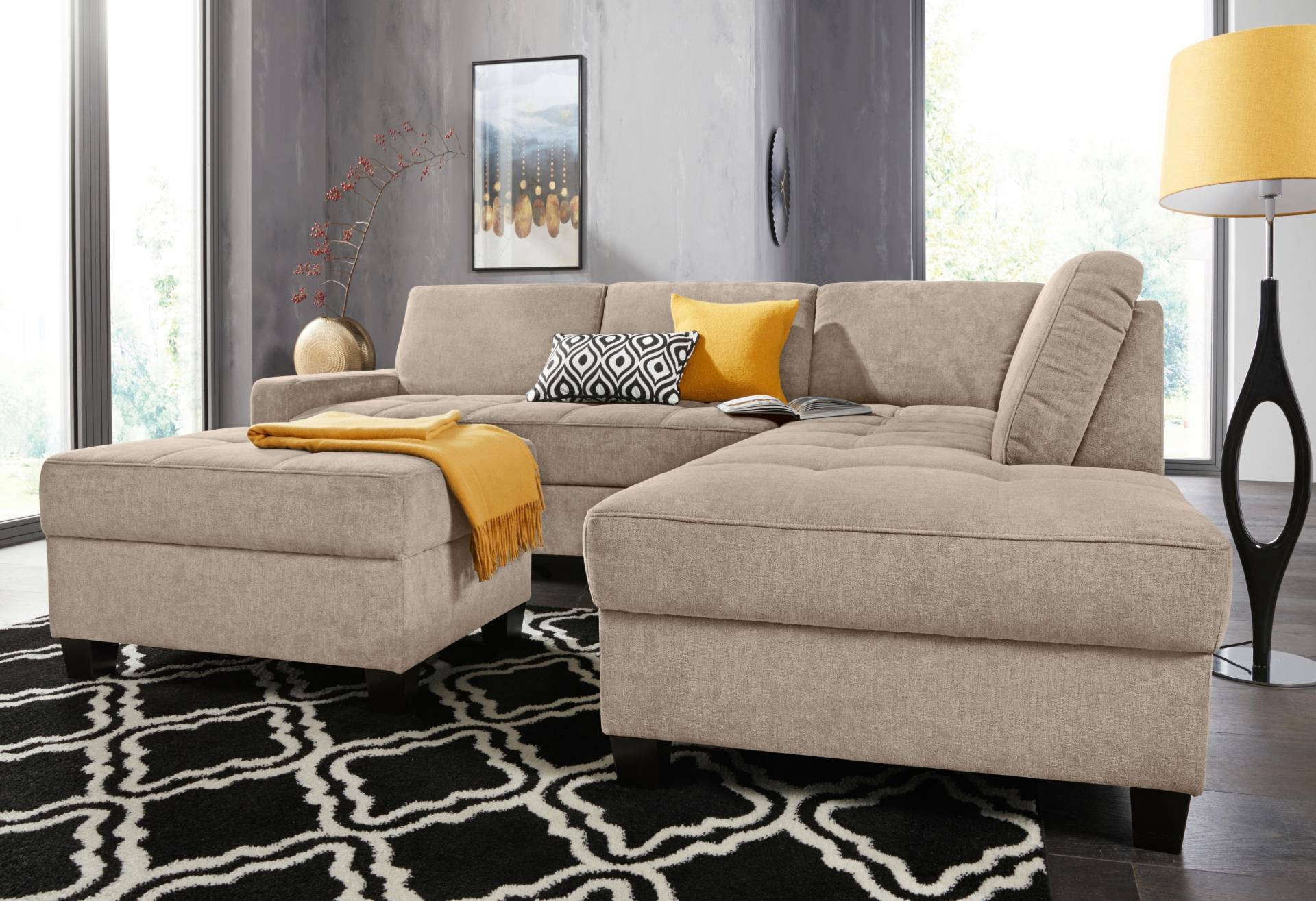 DOMO collection Ecksofa »Florentina L-Form«, wahlweise mit Bettfunktion, mit Kontrastnaht von DOMO collection