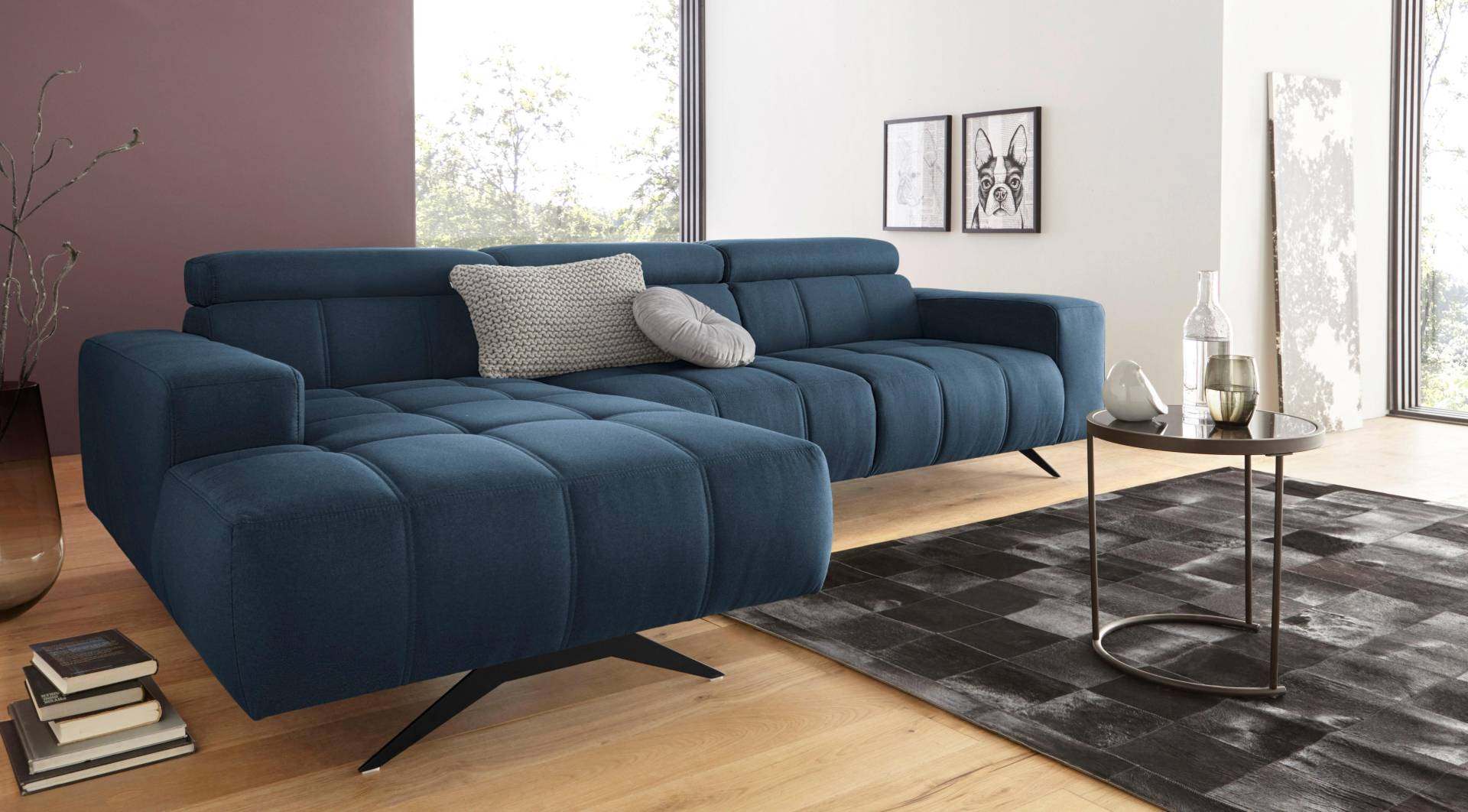 DOMO collection Ecksofa »Trento L-Form, mit Kufenfuss oder Einzelfuss«, wahlweise mit Kopfteilverstellung, Recamiere links/rechts bestellbar von DOMO collection