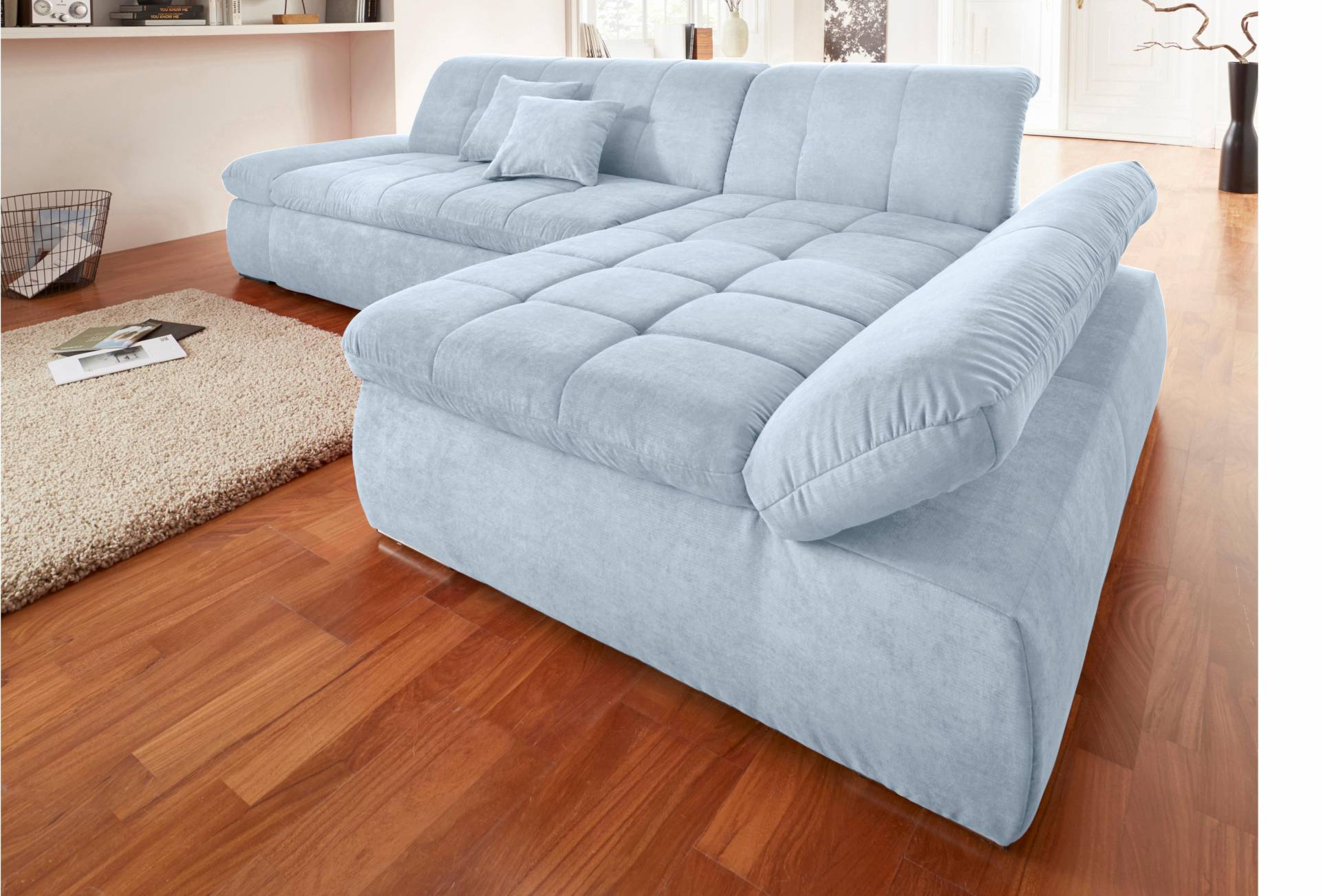 DOMO collection Ecksofa »NMoric XXL, B/T/H: 300/172/80cm, Revamierenabschluss L-Form«, wahlweise mit Bettfunktion und Armlehnverstel,lung von DOMO collection