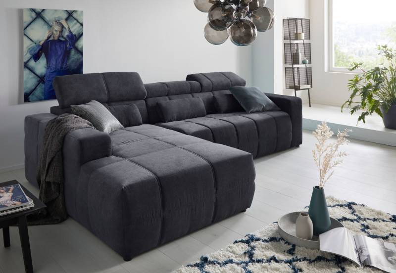 DOMO collection Ecksofa »Brandon grosse Ausführung B/T/H: 289/177/80 cm, auch in Leder und Cord«, mit Kopfteilverstellung, wahlweise Sitztiefenverstellung, L-Form von DOMO collection