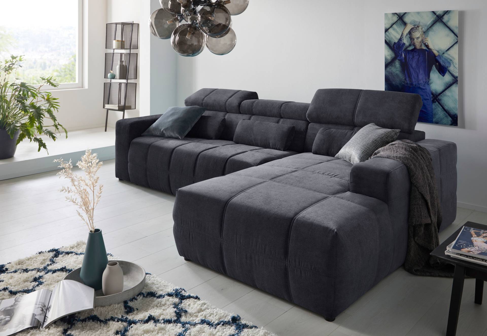 DOMO collection Ecksofa »Brandon grosse Ausführung B/T/H: 289/177/80 cm, auch in Leder und Cord«, mit Kopfteilverstellung, wahlweise Sitztiefenverstellung, L-Form von DOMO collection