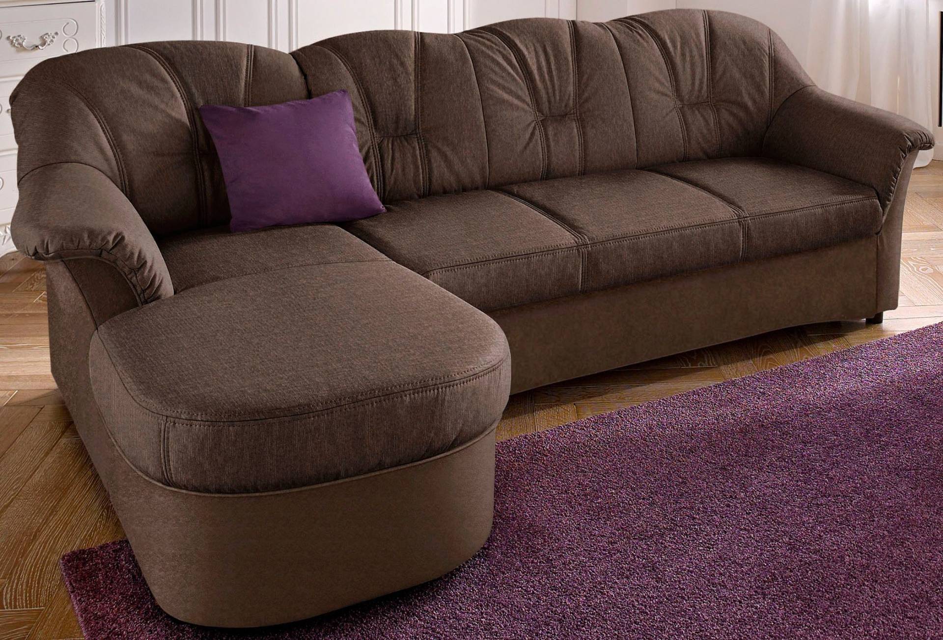 DOMO collection Ecksofa »Flores Schlafsofa, B/T/H: 233/142/86 cm, L-Form«, wahlweise mit Bettfunktion, wahlweise mit Federkern, auch in Leder von DOMO collection