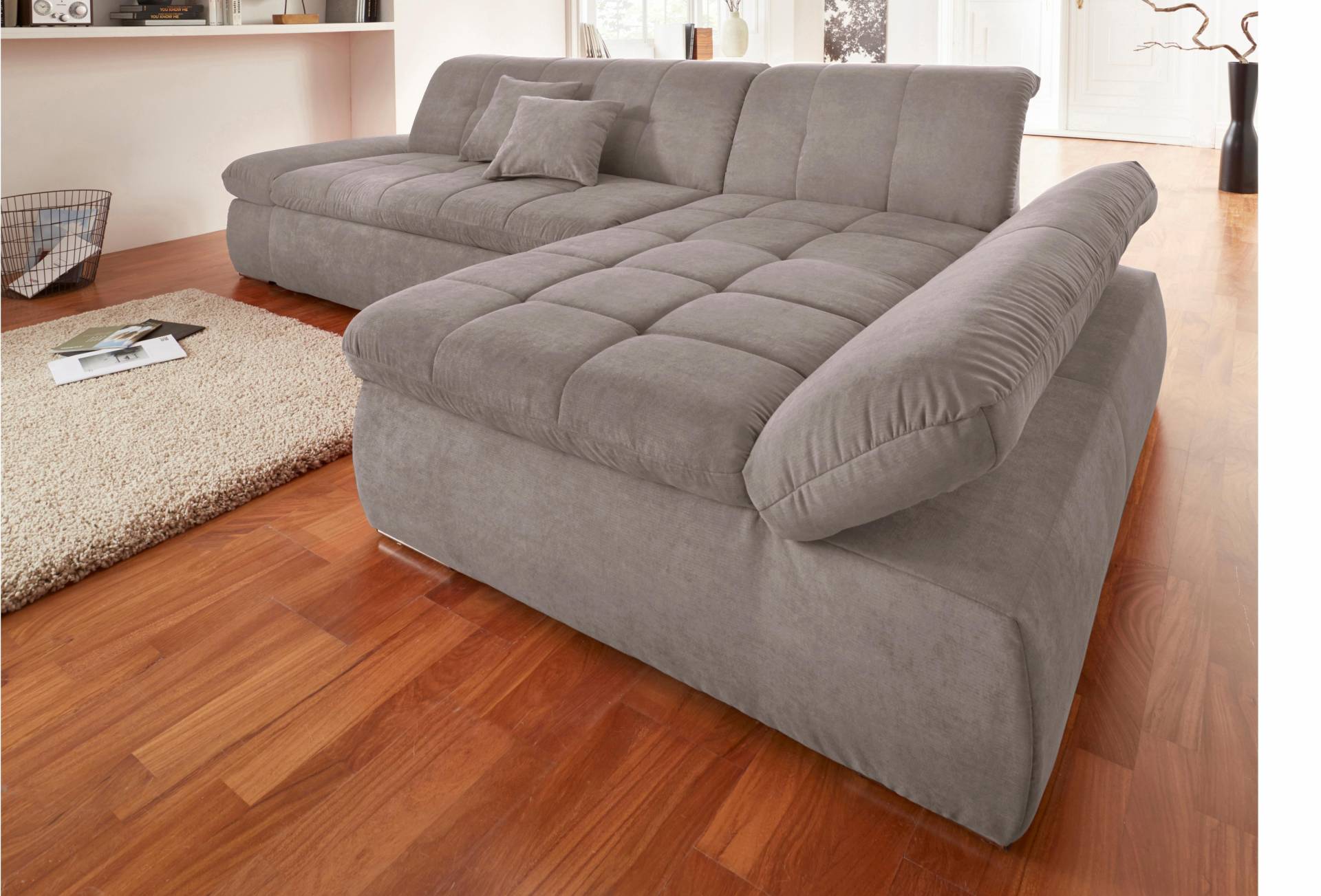 DOMO collection Ecksofa »NMoric XXL, B/T/H: 300/172/80cm, Revamierenabschluss L-Form«, wahlweise mit Bettfunktion und Armlehnverstel,lung von DOMO collection