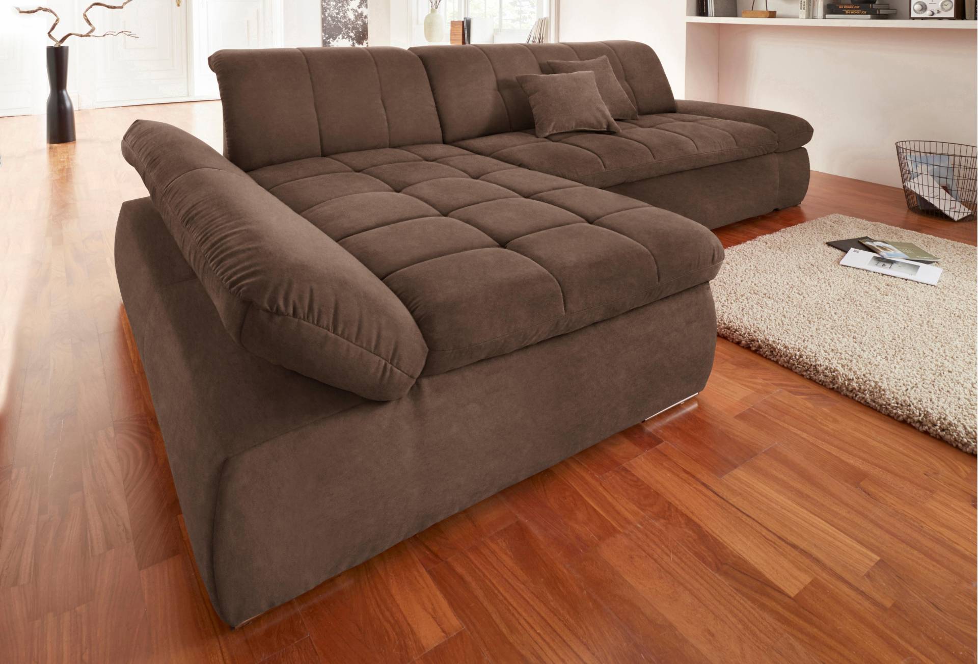 DOMO collection Ecksofa »NMoric XXL, B/T/H: 300/172/80cm, Revamierenabschluss L-Form«, wahlweise mit Bettfunktion und Armlehnverstel,lung von DOMO collection