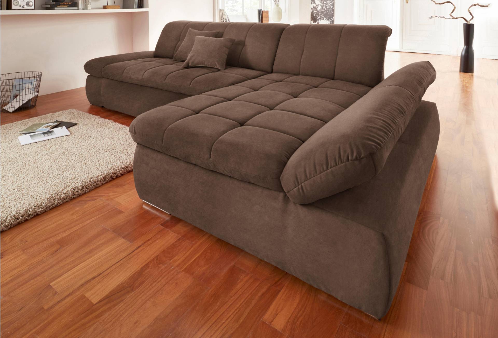 DOMO collection Ecksofa »NMoric XXL, B/T/H: 300/172/80cm, Revamierenabschluss L-Form«, wahlweise mit Bettfunktion und Armlehnverstel,lung von DOMO collection